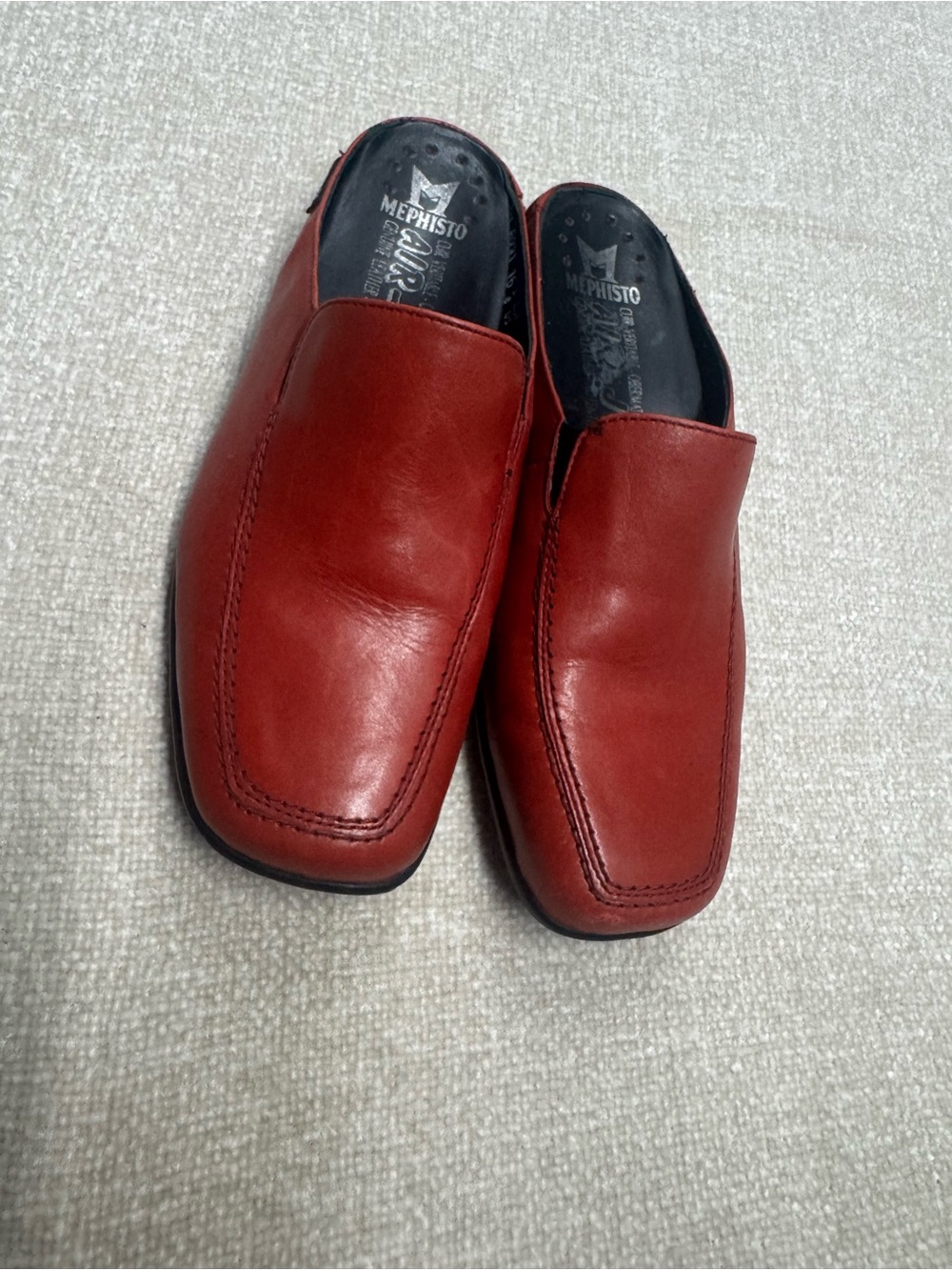 Mephisto Air-Jet Women’s Red Leather Slip-On Mule Clogs EU 38.5